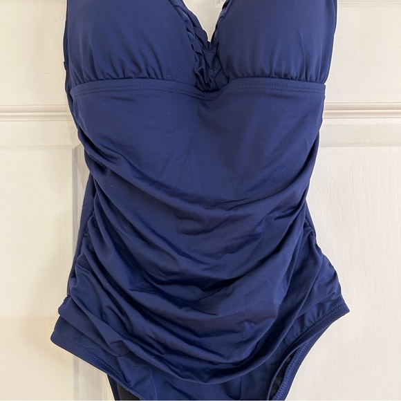 HILOR Braided Twist Tummy Control One Piece Swimsuit in Navy NWT - Picture 9 of 11